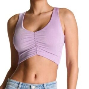 N by Naked Wardrobe Shirred Purple Crop Top - Size XS